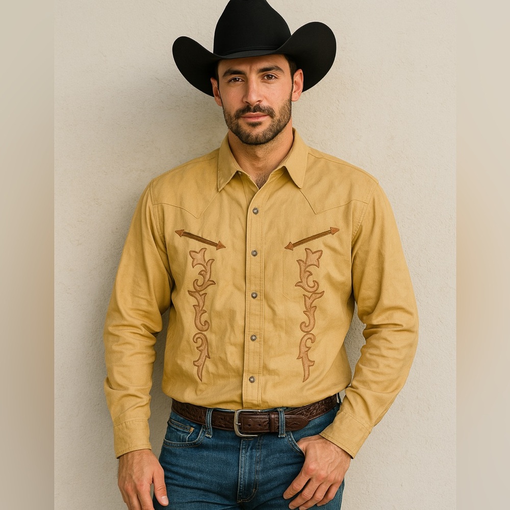 Panhandle‎ Brooks & Dunn 2X Western Shirt Faux Suede Pearl Snaps